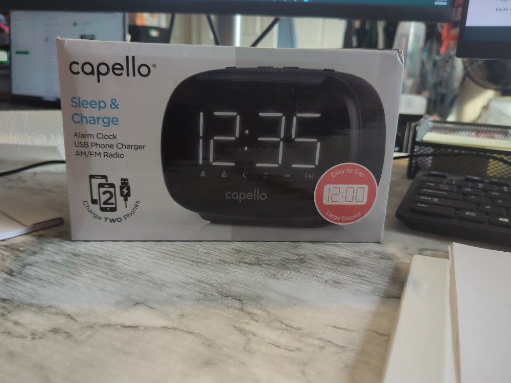 Alarm Clock, Radio With USB Phone Charger