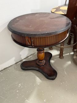 Round Pedestal Drum Table with Drawer