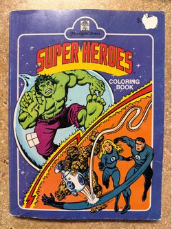 Vintage 1980s Merrigold Press Super Heroes Coloring Book Hulk Fantastic 4 Marvel