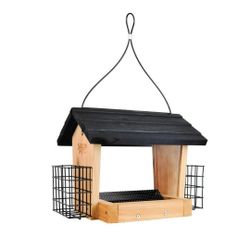 Nature's Way Bird Products 3 Qt Cedar Hopper Feeder W/suet Cages 8.5" Attracts Cardinals & Woodpeckers Easy Clean