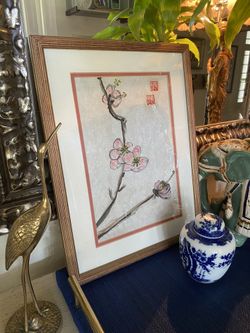 Chinoiserie Original Cherry Blossom Tree Painting
