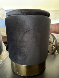 Black Velvet Stool Ottoman Vanity 