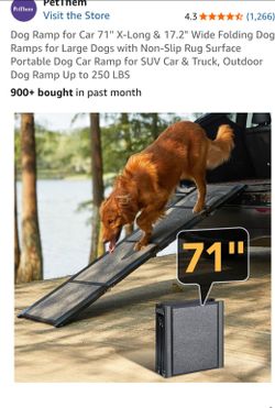 Dog Ramp for Car 71" X-Long & 17.2" Wide Folding Dog Ramps for Large Dogs with Non-Slip Rug Surface Portable Dog Car Ramp for SUV Car & Truck, Outdoor