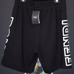 Fendi Roma Men’s Jersey Band Shorts Size Large Black Brand New With Tags