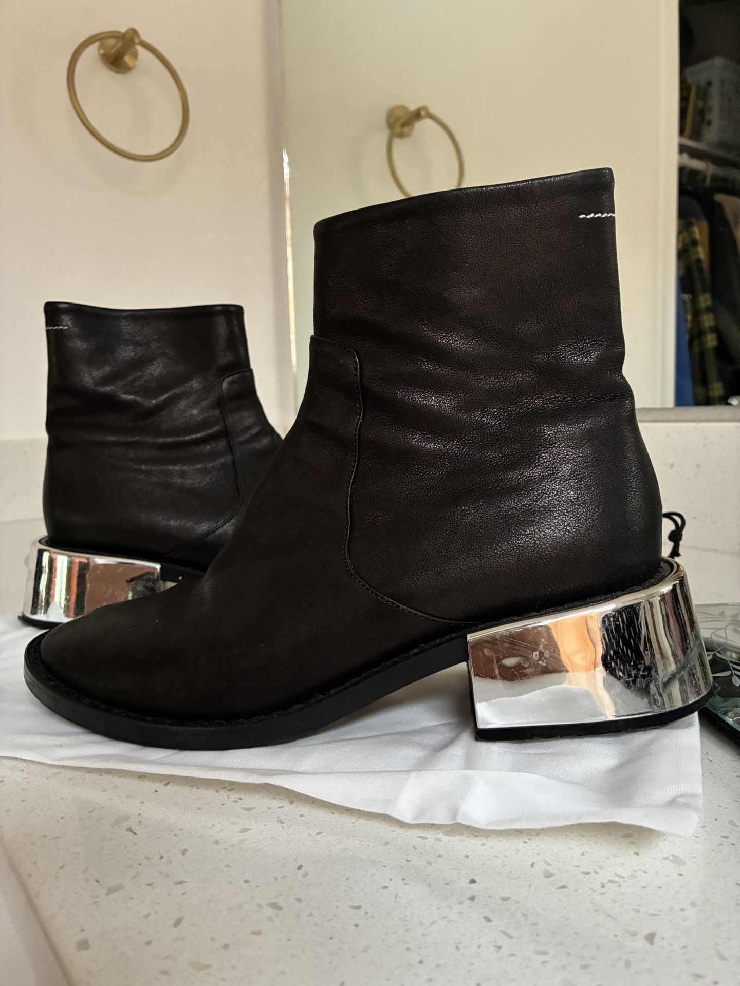 Maison Margiela Mirrored Heel Black Boots