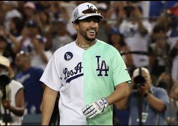 Men's Fan Made No #22 Angeles Dodgers Bad Bunny Baseball Jersey