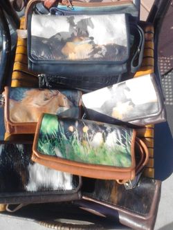 Unique leather wristlet clutch or wallet. Two sizes. Custom made