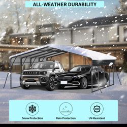 20x20FT Metal Carport Heavy Duty with Galvanized Steel Roof, Outdoor Garage Car Shelter Shade for 2 Cars, Boats and Truck  Product Features Built to W