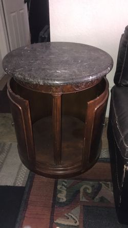 Marble & wood end table cabinets