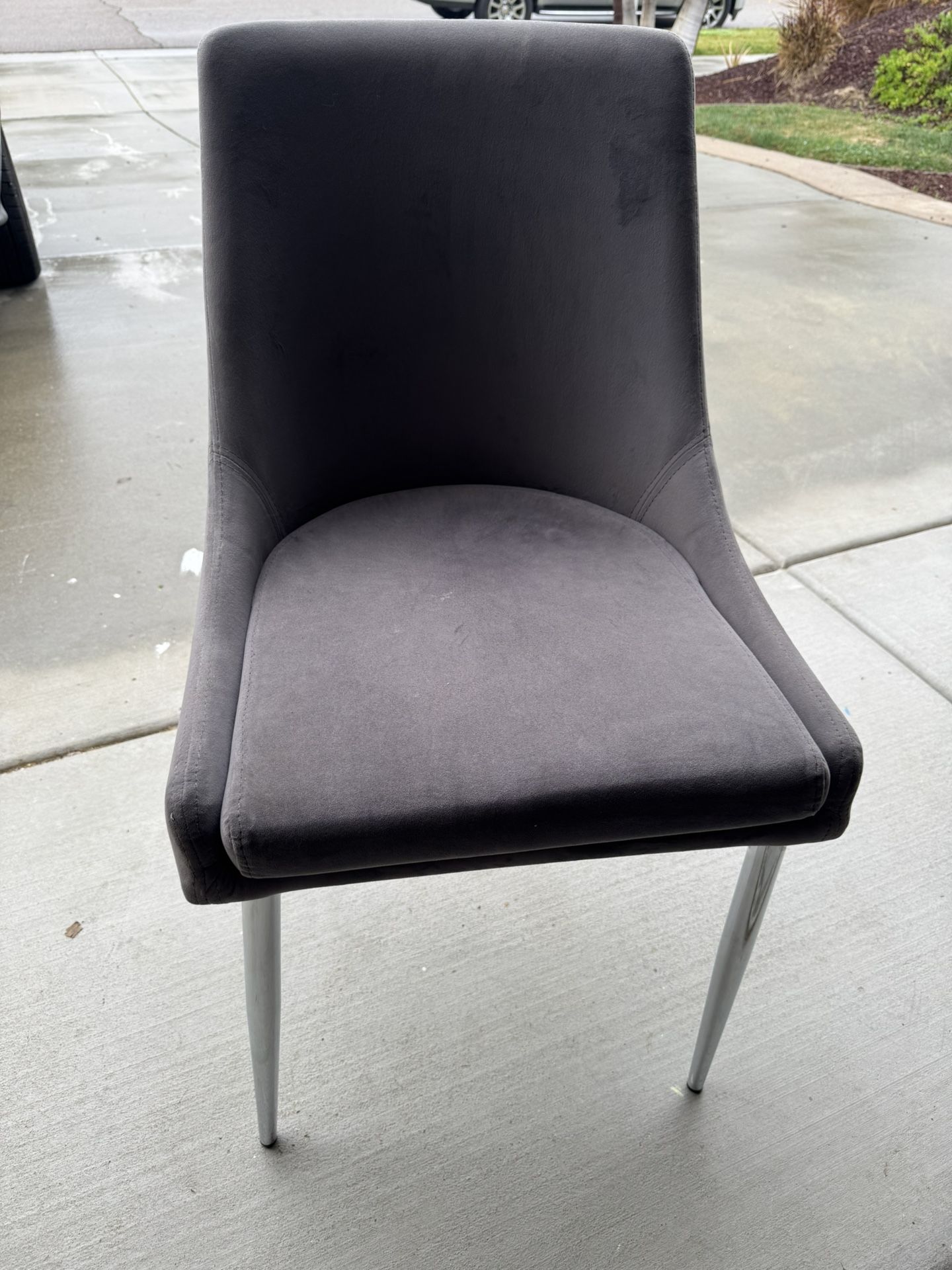6 Dining Table Chairs- Grey Velvet