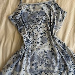 Luluroe White and blue paint splatter tank top