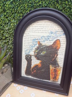 Smoking cat picture is 8 1/2 x 6 1/2