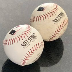 ⚾️ 2 Soft Strike Padded Baseballs / Tee-Balls, Official MLB (new)