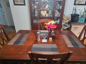 Wood Dining Table with 4 Chairs