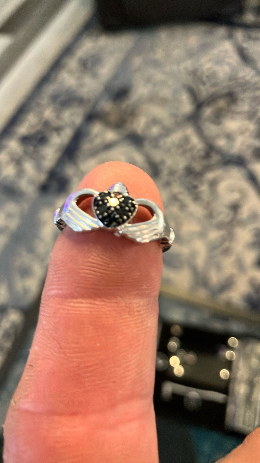Black Diamond And Silver Cladah Or Irish wedding band