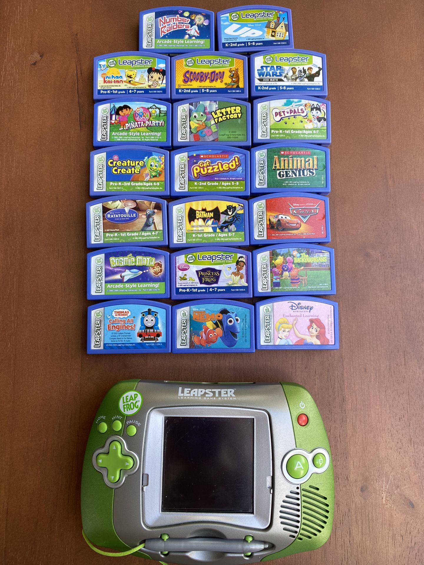Leap Frog Leapster Handheld Learning Game System Bundle 20200 Green / Silver Tested