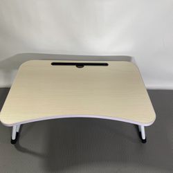 Laptop Bed Table, Breakfast Tray with Foldable Legs, Portable Lap Standing Desk, Notebook Stand Reading Holder for Couch Sofa Floor White