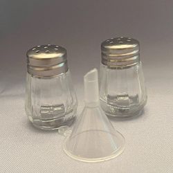 90 Mini Glass Salt And Pepper Shakers w/funnel 