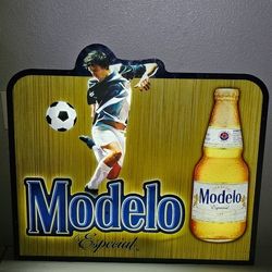 Modelo Especial Beer Backlit Neon Soccer Sign 