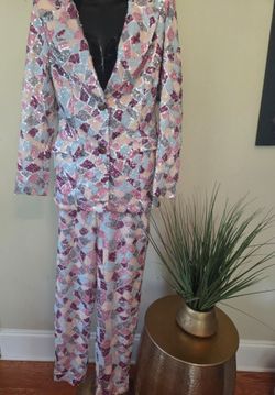 Diamond-Patterned Sequin Matching Blazer & Trouser