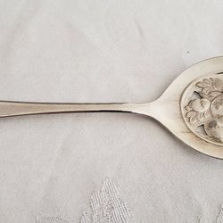 Sheffield England Silver Plated Serving Spoon Acorn Pattern Collectible