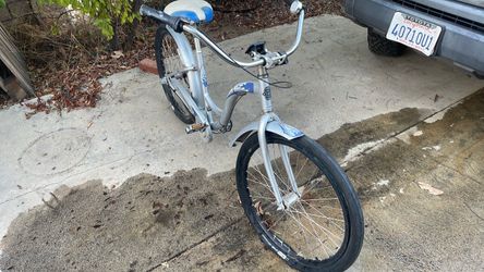 Silver Blue Cruiser Bicycle