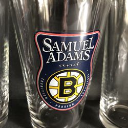 Set Of 6 Samuel Adams/Boston Bruins Glassware 