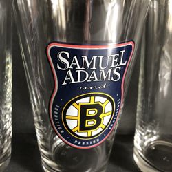 Set Of 6 Samuel Adams/Boston Bruins Glassware 