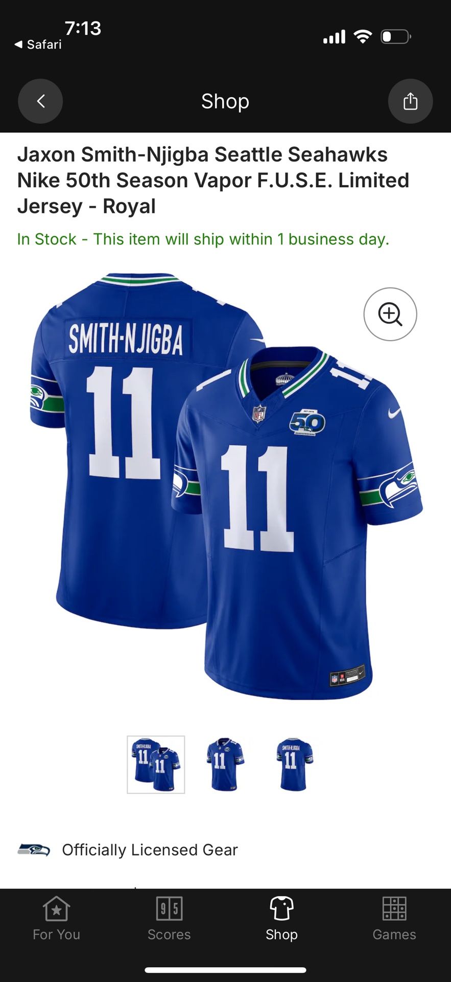 Seattle Seahawks Jaxon Smith-Njigba JERSEY LARGE
