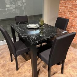 New In Boxes Black 5pc. Dining Table Set 