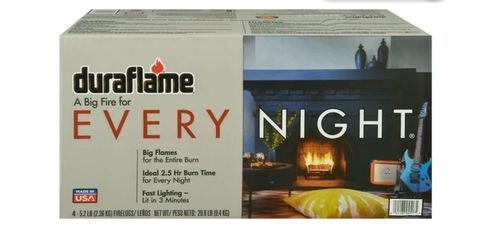 New Open Box Duraflame Every Night 5.2 lb Firelogs, 4 Logs per Case, 2.5 Hour Large Fire
