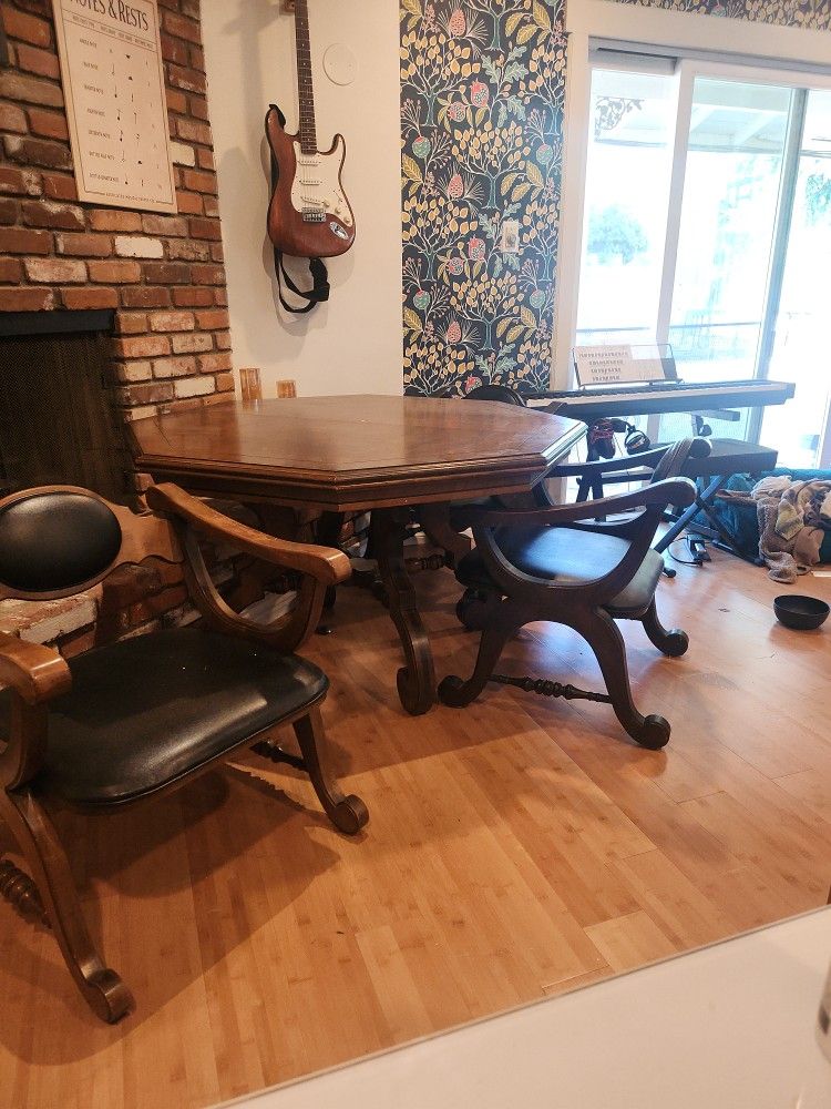 Vintage Table And 3 Chairs Solid Wood