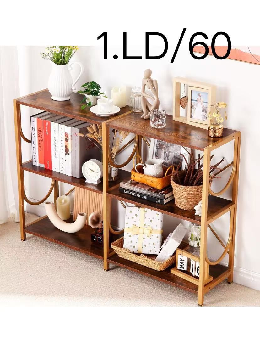 46.5" Rustic Console Behind Couch, 3 Tier Sofa Storage Shelves, Modern Entry Table for Foyer Hallway Living Room Bedroom, 3 Shelf Bookshelf, Shoe Rack