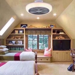 Ceiling Fan with Lights Low Profile Modern Small Ceiling Fans with LED Lights and Remote Control for Bedroom, Wihte Flush Mount Enclosed Ceiling Light
