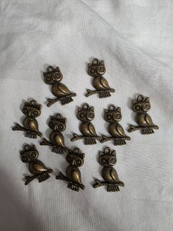 Bronze Owl Charms Set of 10