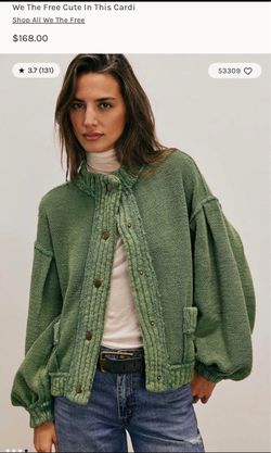 Free People Cute In This Cardi Green Cardigan