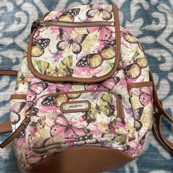 Butterfly Small Backpack With Leather Straps 