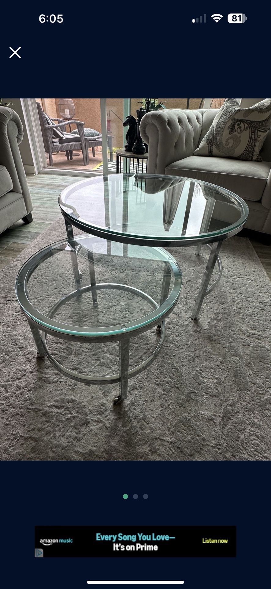 FINAL SALE - Glass Nesting Coffee table