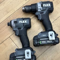 Flex 24v Drill & Impact Driver W/batteries