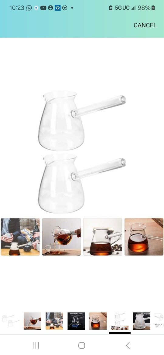 2pcs Glass Turkish Coffee Pot Clear Coffee Pot with Side Handle Teapot Small Milk Kettle Boiling Hot Chocolate Maker Butter Melting Pot for Home Kitch