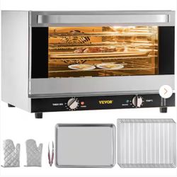 Commercial Convection Oven 60 Qt. Half-Size Conventional Oven 1800 W 4-Tier Toaster Electric Silver Baking Oven, 120 V