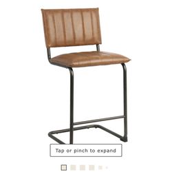 (2qty) Crosby St. Luka Faux Leather Counter Stool, Light Brown
