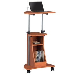 Adjustable Height Laptop Cart With 21.25" W x 15.75" D x 31.25" H, Woodgrain
