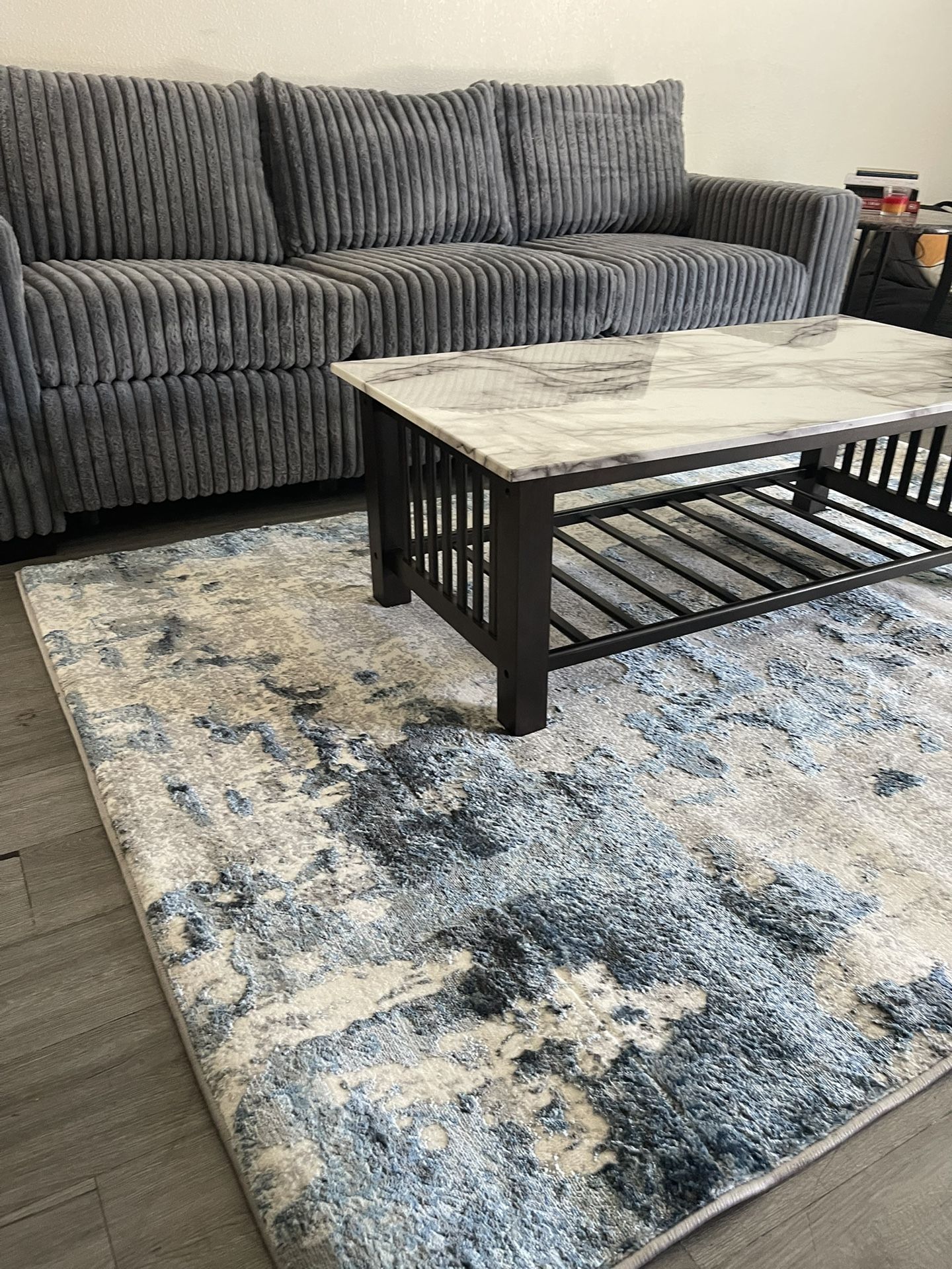 2pc Sofa + Loveseat - Soft Grey Corduroy