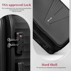 K585 $70 Luggage Sets 3 Piece, TSA Lock Hardshell PP Travel Suitcase Set with Double Spinner Wheels, Durable Traveling Bag Luggage Sets (20/24/28in)