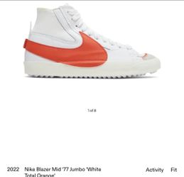 Nike Blazer Mid '77 Jumbo 'White Total Orange'
Used
Size 8.5