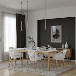 BRAND NEW 7 Piece 100% FSC Certified Wood Duraboard Indoor Furniture White Whit Chairs Dining Set