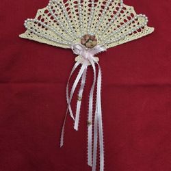 FAN Starched Hand Crochet with Imitation Pearls On Top