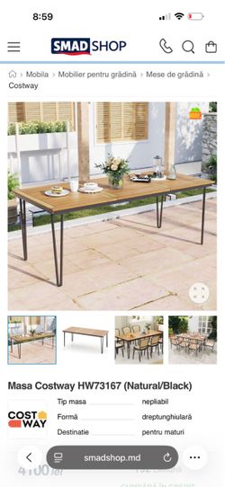 Outdoor Dining Table Natural/Black