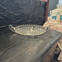 vintage Fostoria American clear glass divided relish dish
